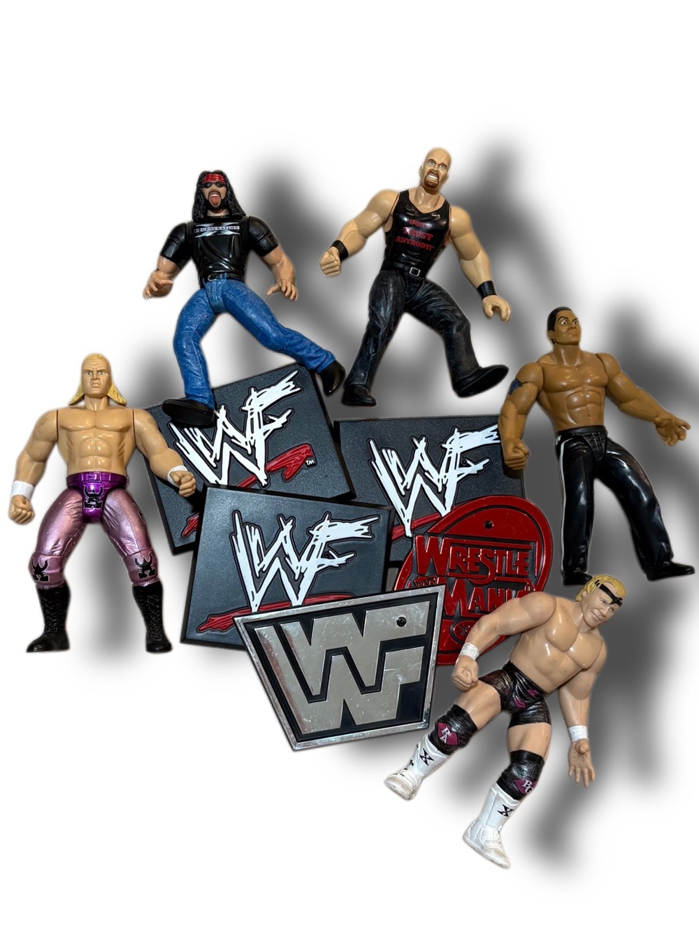 Vintage Jakks WWF BCA Wrestling Figures Lot Stone Cold The Rock Triple H DX